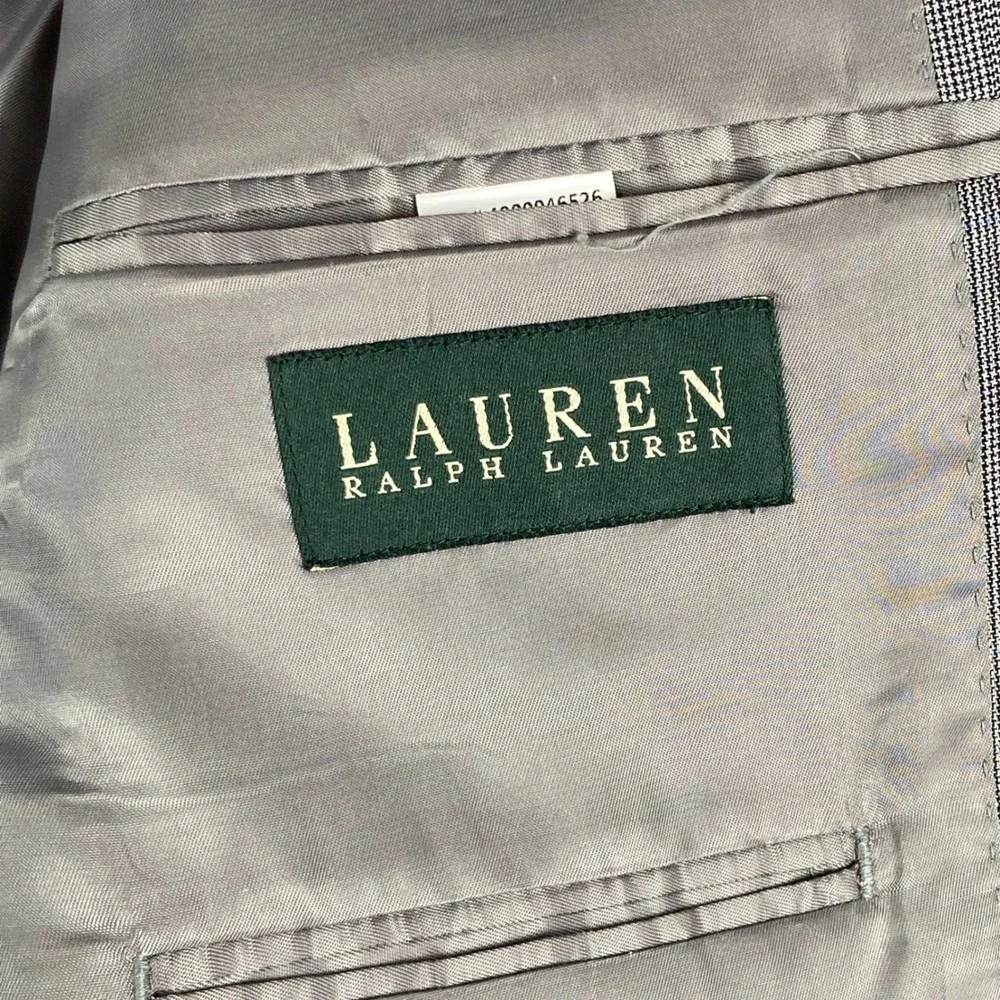 Lauren Ralph Lauren 2 Piece Suit Mens 42R Blazer 34x30 Pant Gray Glen Plaid Wool